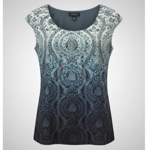 Axcess Tops - MEDIUM Vintage 90's y2k Indie Blue Ombre Cap Sleeve Fitted Stretchy Blouse